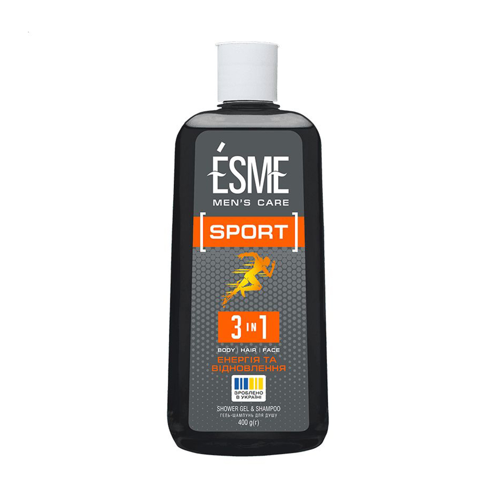 Чоловічий гель-шампунь для душу ESME Men's Care Sport 3 In 1 Shower Gel &amp; Shampoo Енергія та відновлення, 400 г